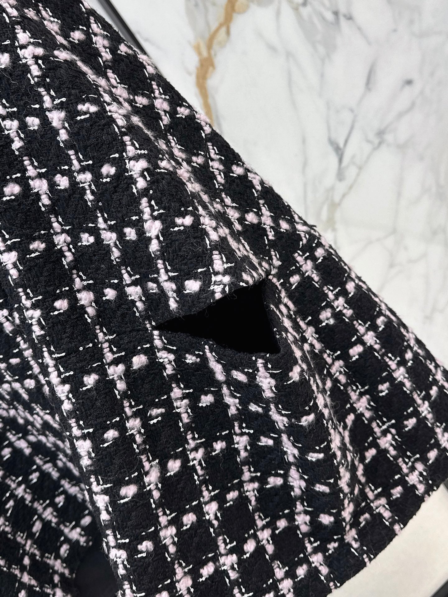Woven Plaid Tweed Cape Coat
