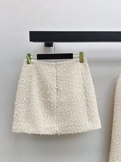 Short woven cardigan + pencil skirt