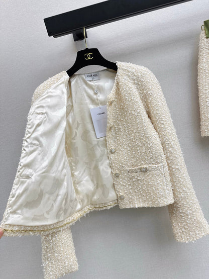 Short woven cardigan + pencil skirt