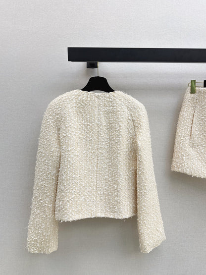 Short woven cardigan + pencil skirt