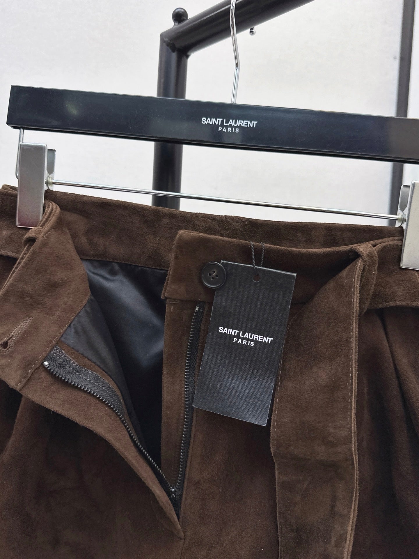 High-waisted leather shorts