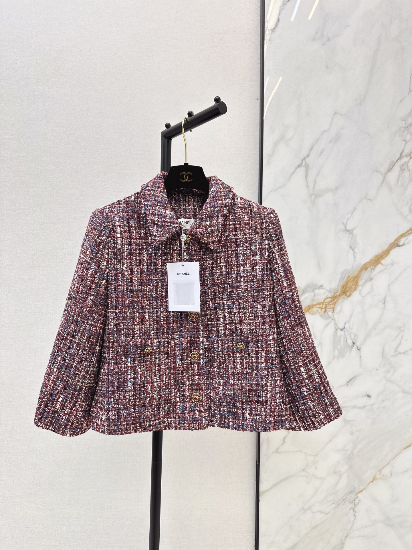 Woven chunky A-line collar coat