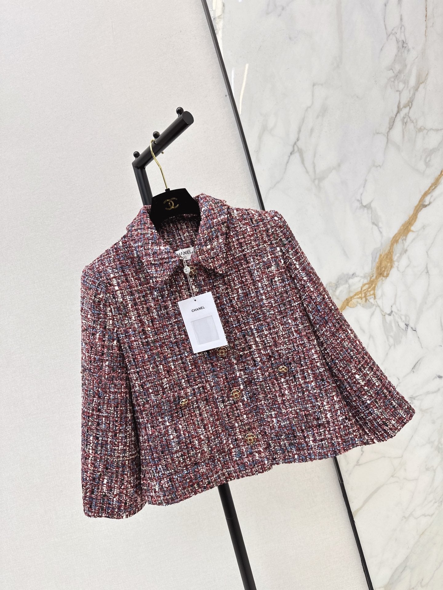 Woven chunky A-line collar coat