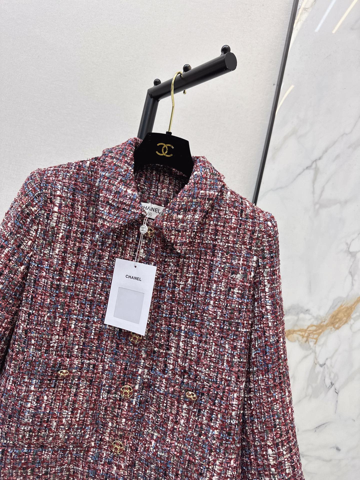 Woven chunky A-line collar coat