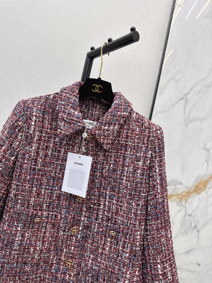 Woven chunky A-line collar coat