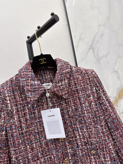 Woven chunky A-line collar coat