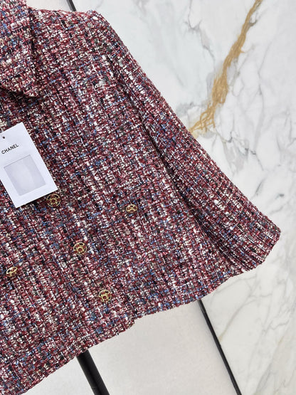Woven chunky A-line collar coat