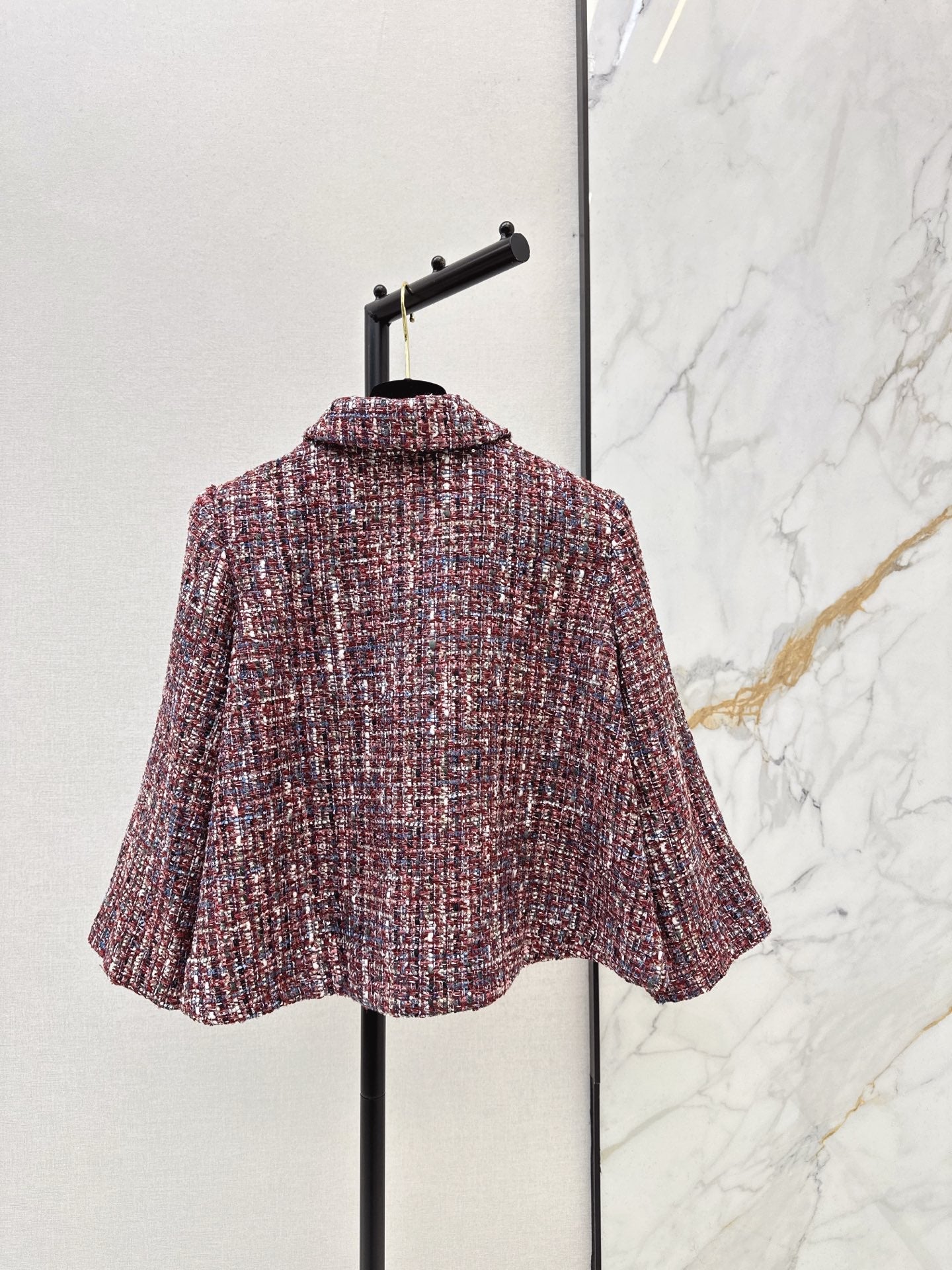 Woven chunky A-line collar coat