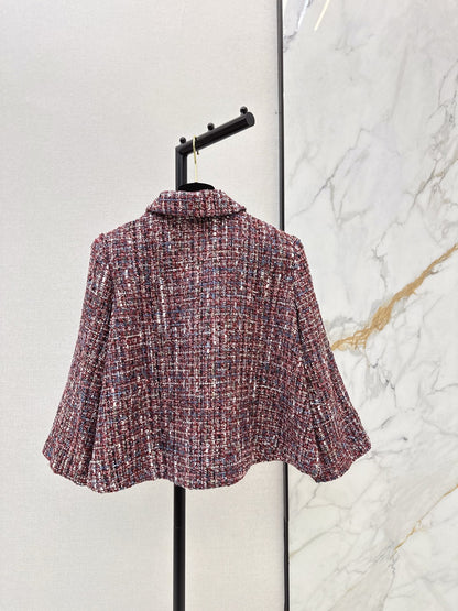 Woven chunky A-line collar coat