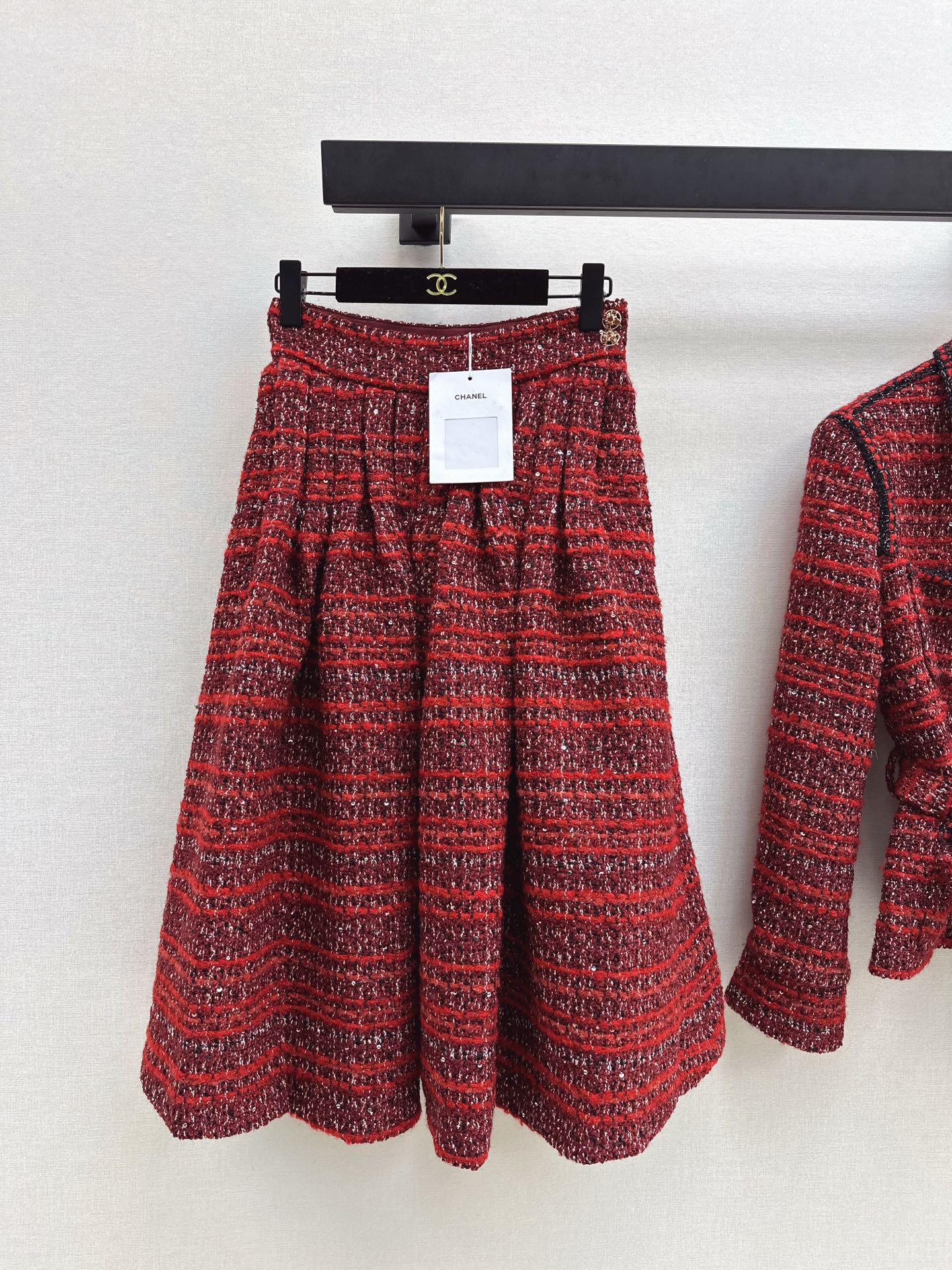 Woven cardigan / long midi skirt