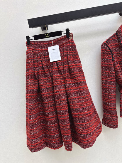 Woven cardigan / long midi skirt