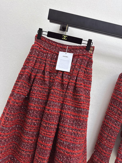 Woven cardigan / long midi skirt