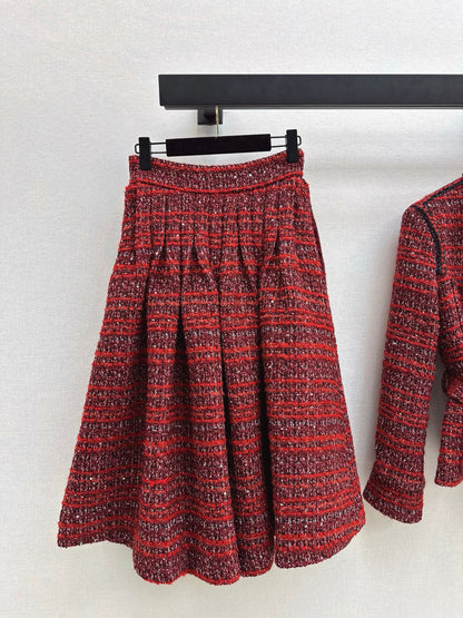 Woven cardigan / long midi skirt
