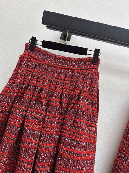 Woven cardigan / long midi skirt