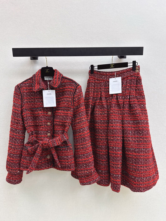 Woven cardigan / long midi skirt