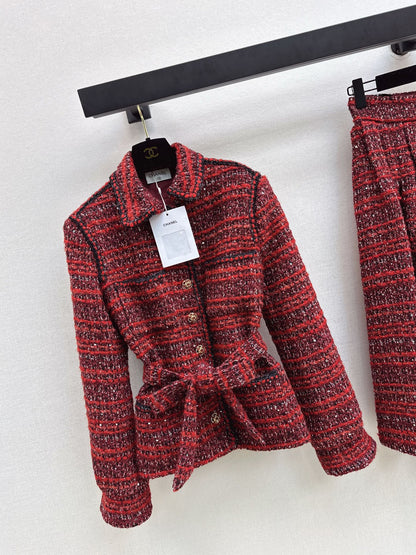Woven cardigan / long midi skirt