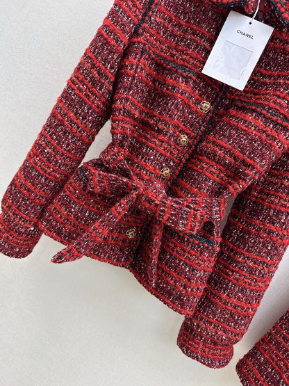 Woven cardigan / long midi skirt