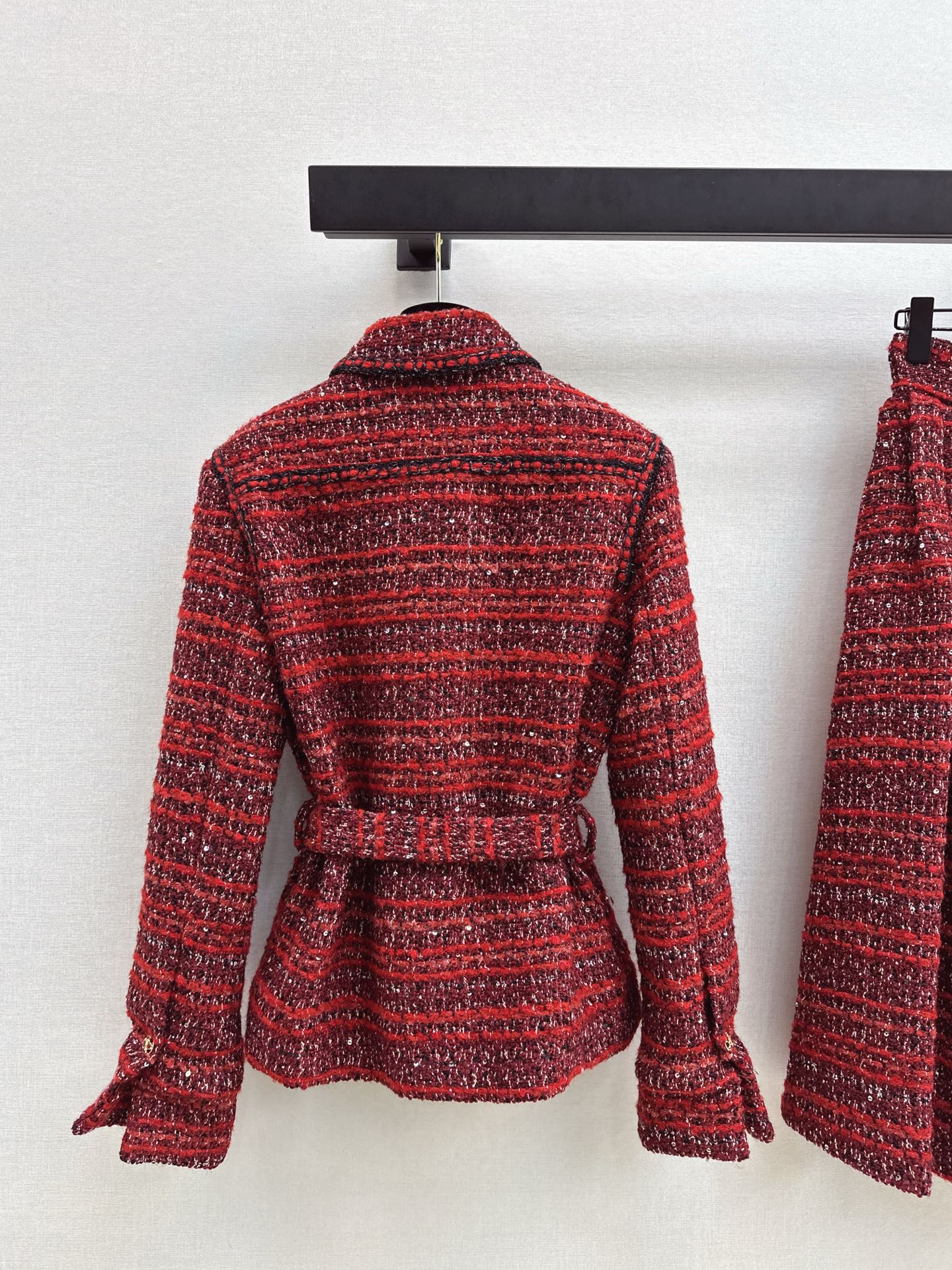 Woven cardigan / long midi skirt
