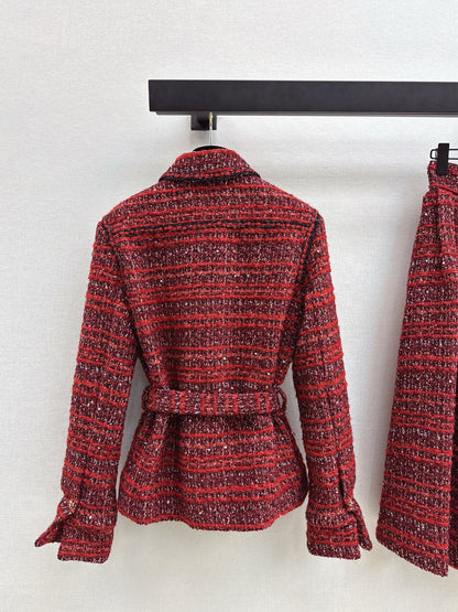 Woven cardigan / long midi skirt