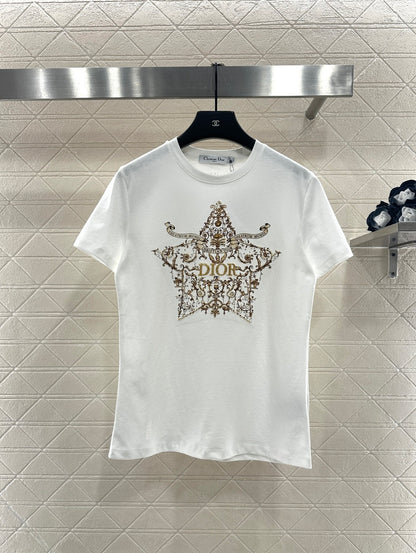 Printed Beaded Logo T-Shirt