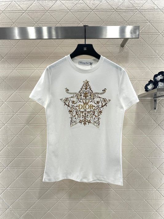 Printed Beaded Logo T-Shirt