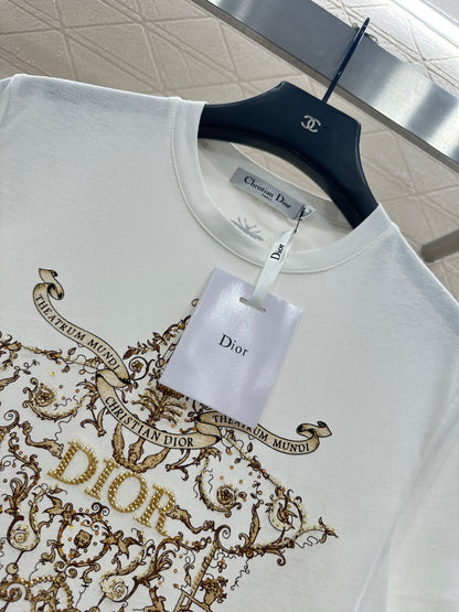 Printed Beaded Logo T-Shirt
