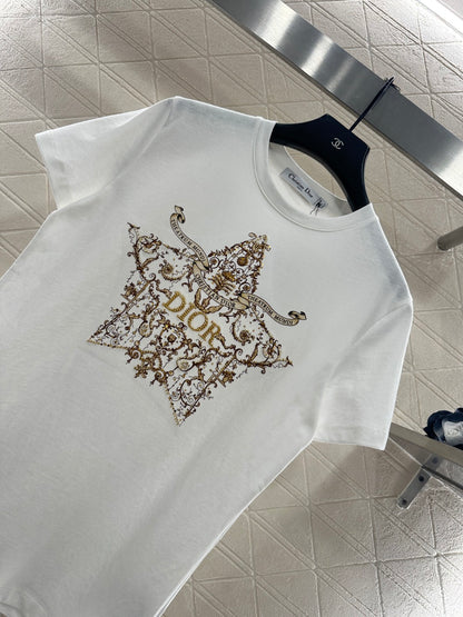 Printed Beaded Logo T-Shirt