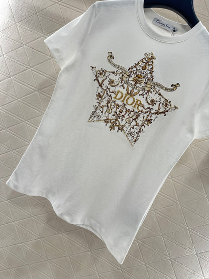 Printed Beaded Logo T-Shirt
