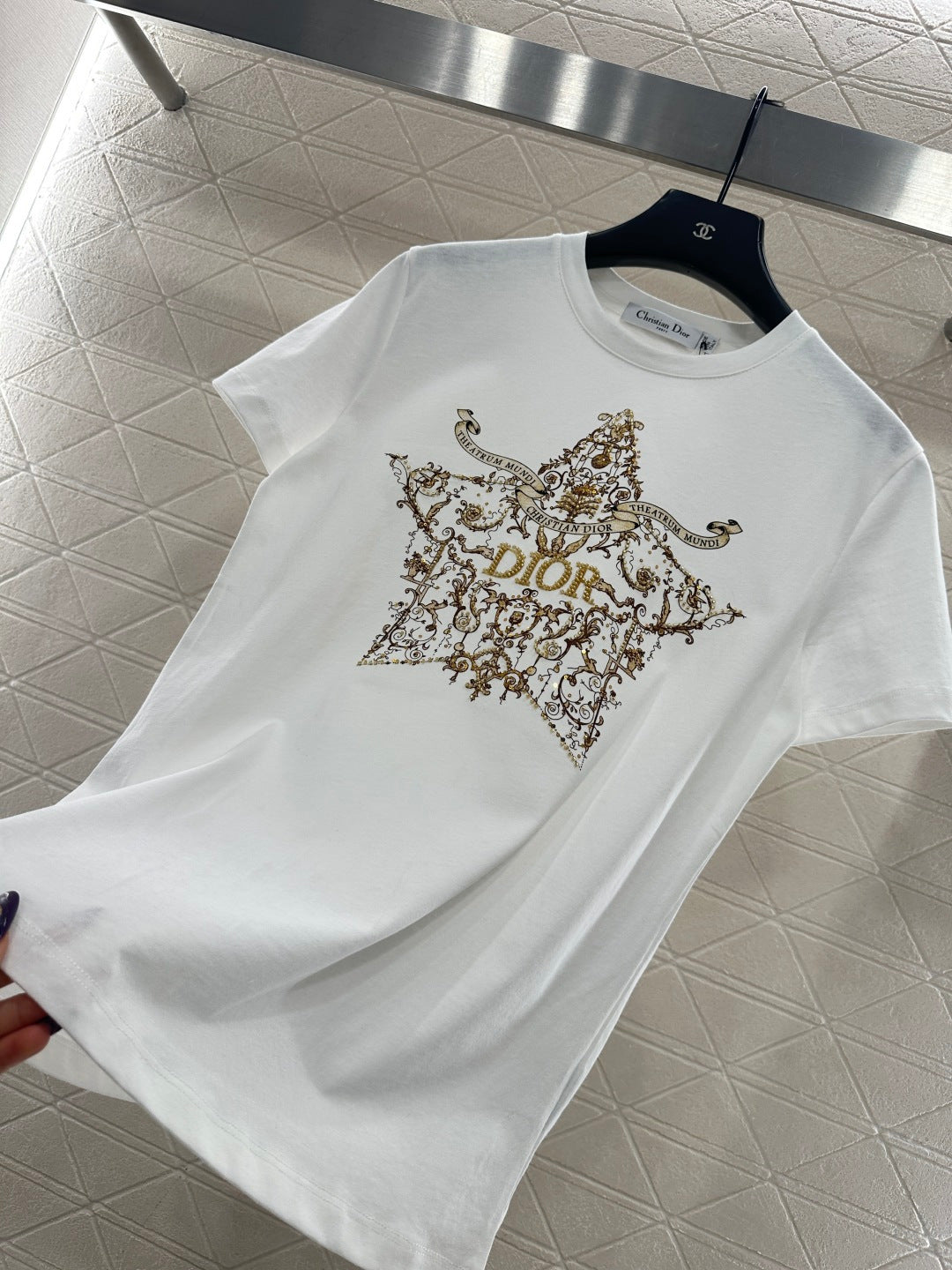 Printed Beaded Logo T-Shirt