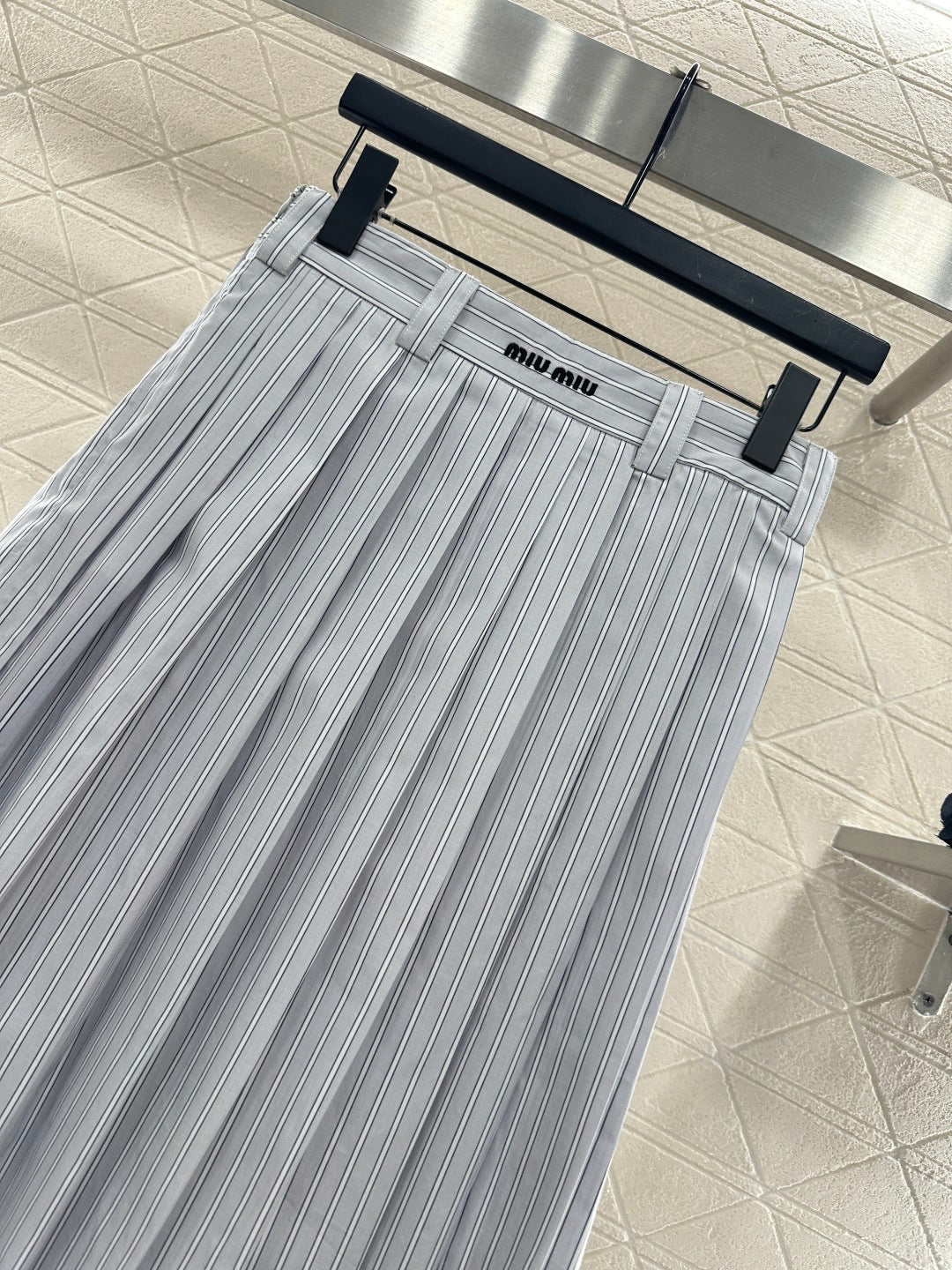 Striped Midi Pleated Skirt