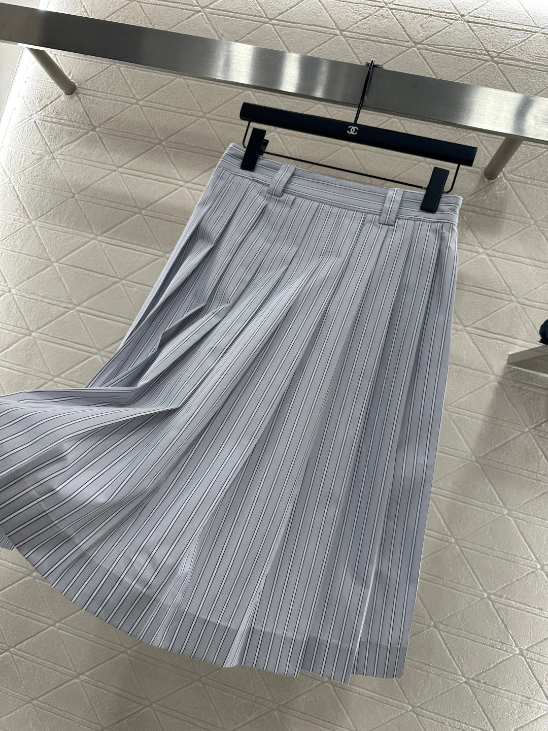 Striped Midi Pleated Skirt