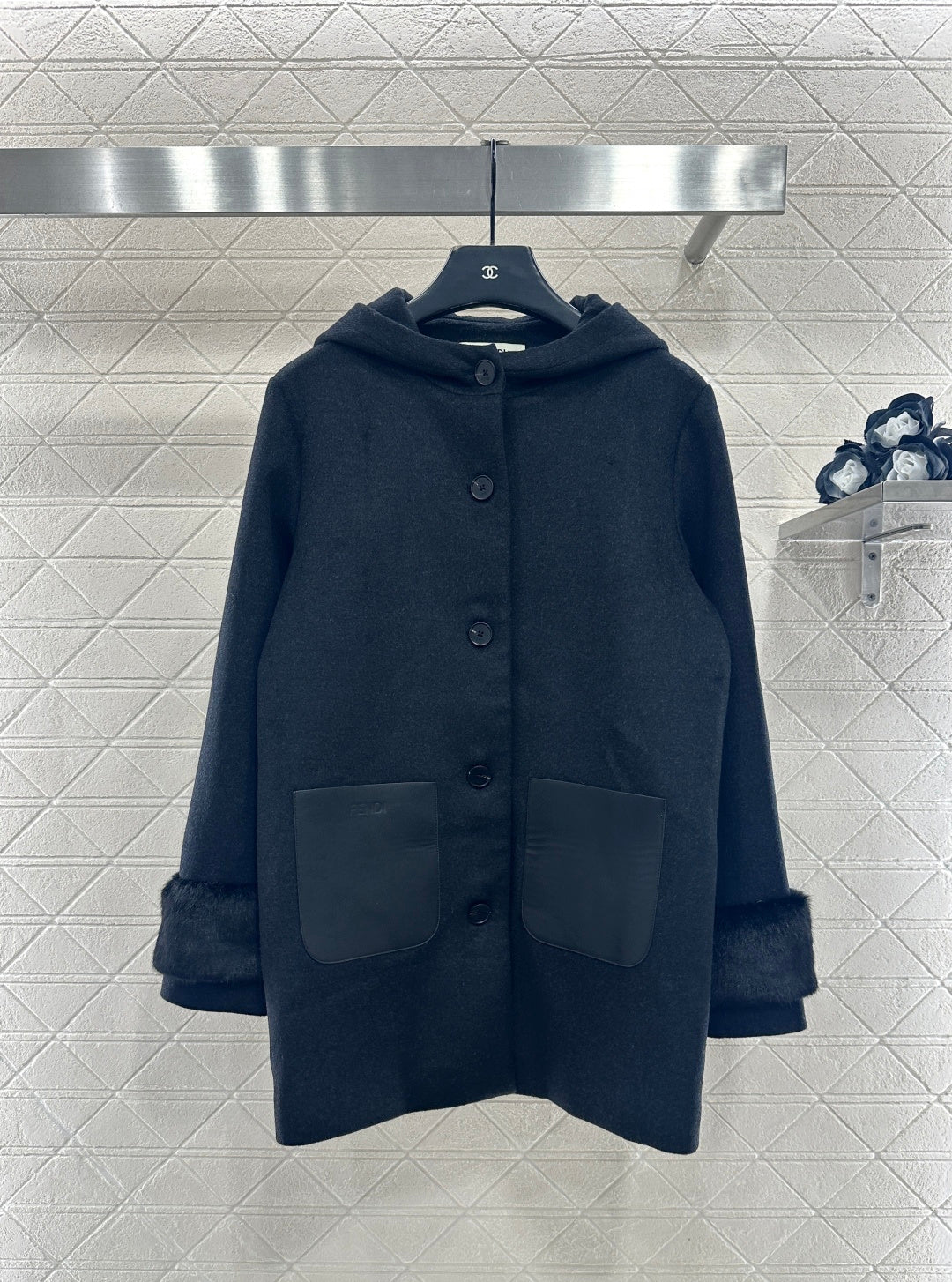 Hooded Fur-Sleeved Jacket