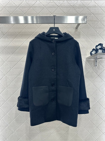Hooded Fur-Sleeved Jacket