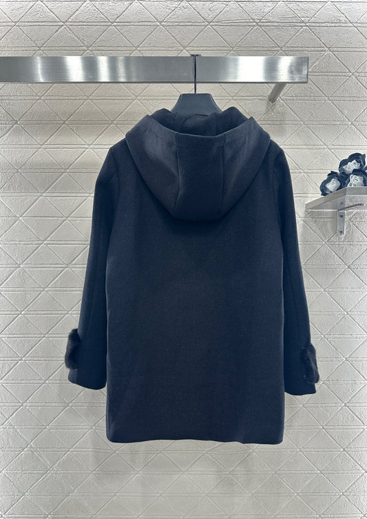 Hooded Fur-Sleeved Jacket