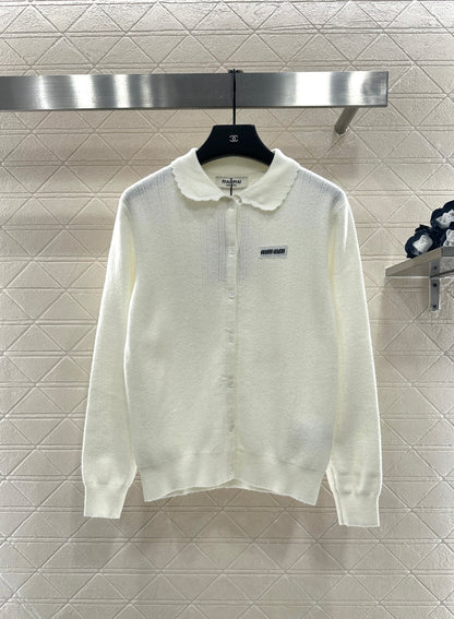 Lace-trimmed Button-down Cardigan