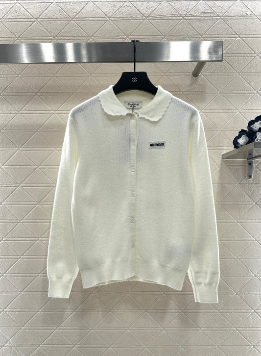 Lace-trimmed Button-down Cardigan