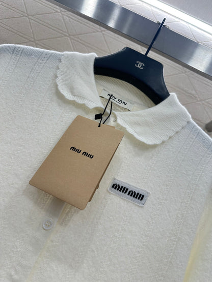 Lace-trimmed Button-down Cardigan