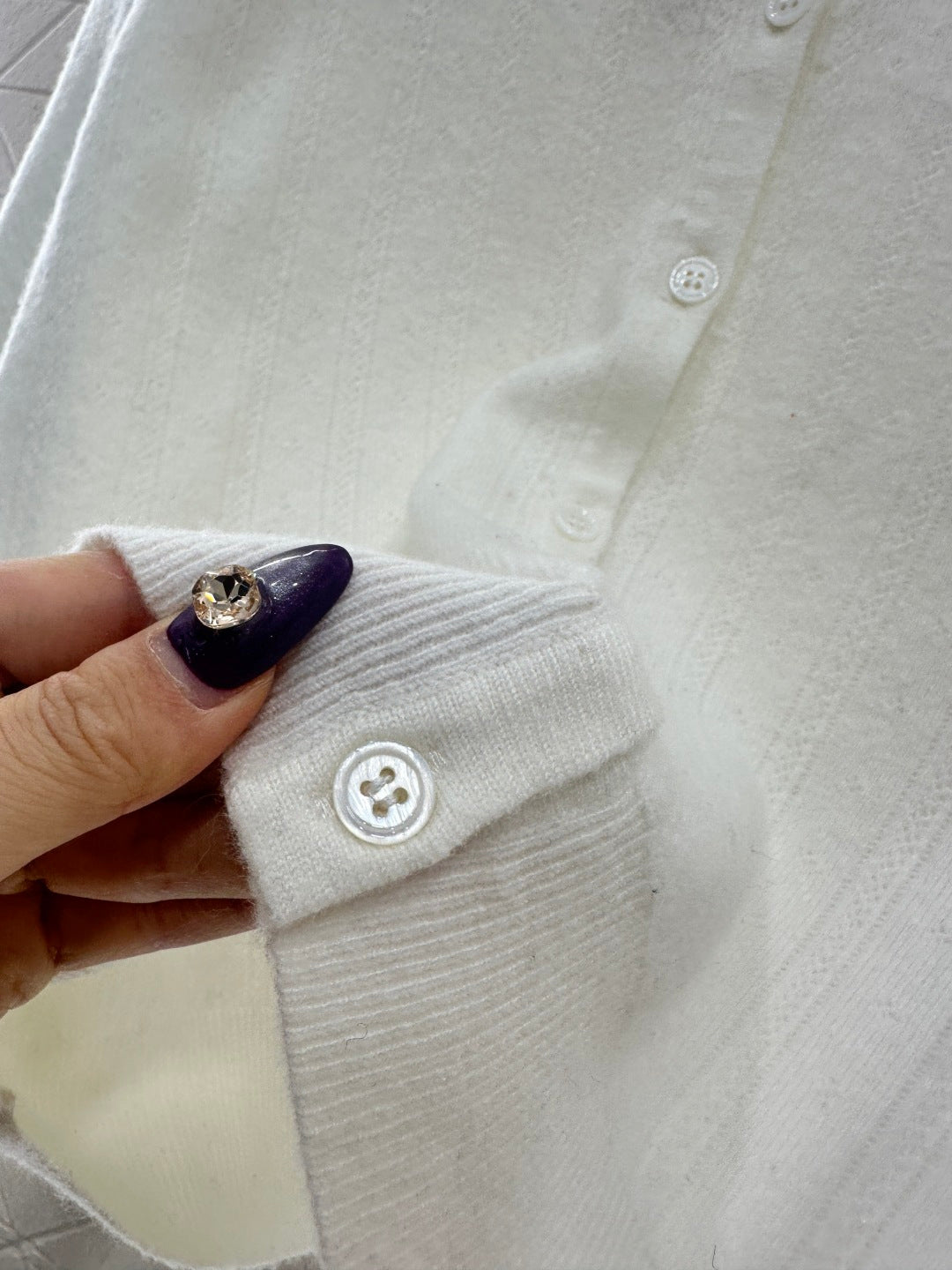Lace-trimmed Button-down Cardigan