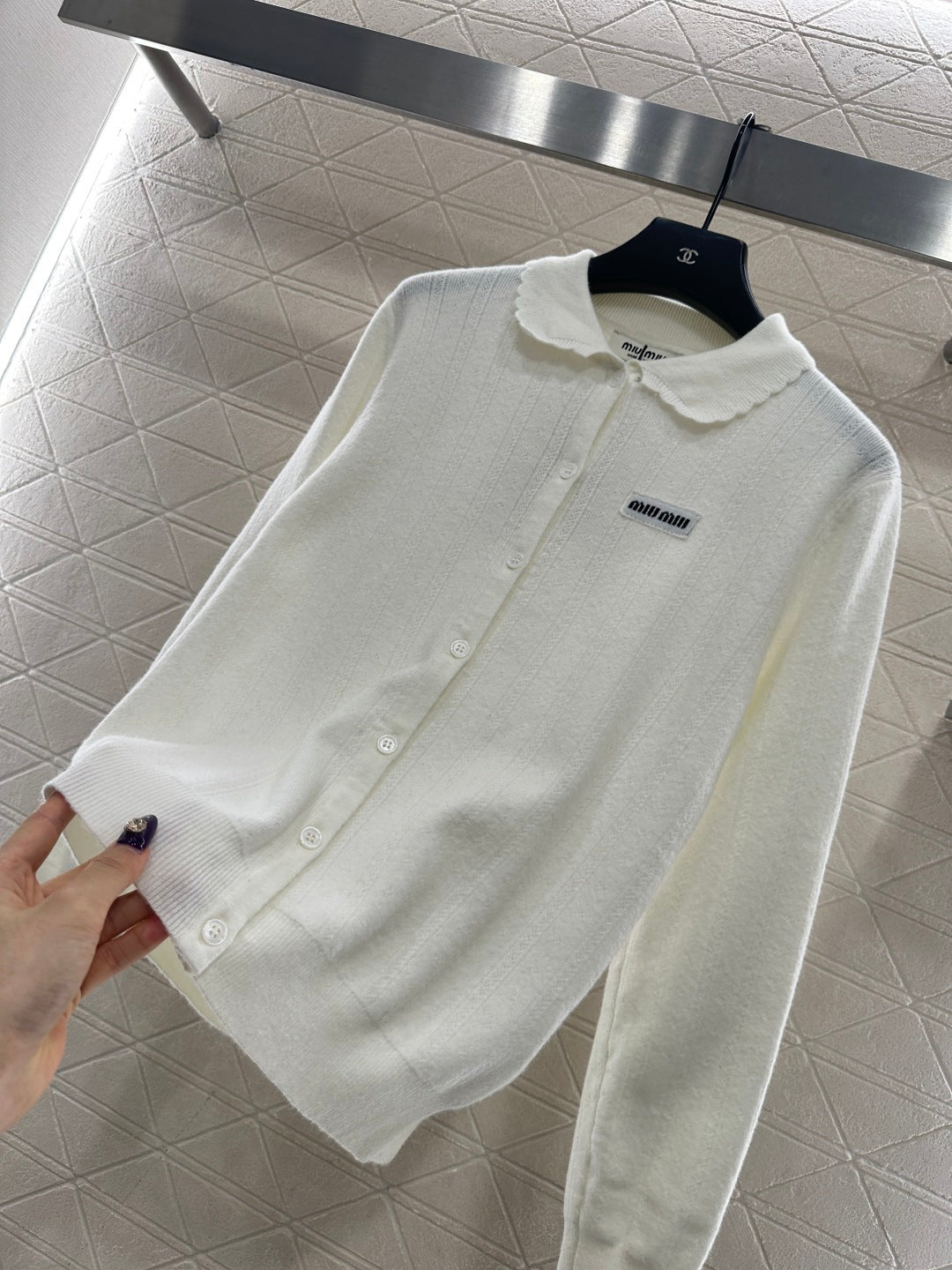 Lace-trimmed Button-down Cardigan