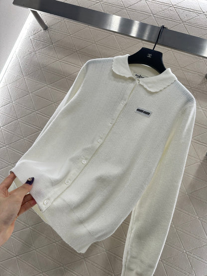 Lace-trimmed Button-down Cardigan