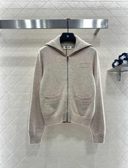 Knitted Zip-Up Cardigan