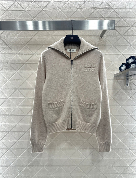 Knitted Zip-Up Cardigan
