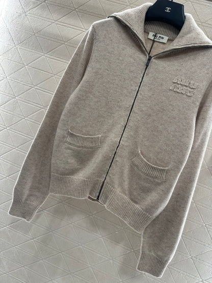 Knitted Zip-Up Cardigan