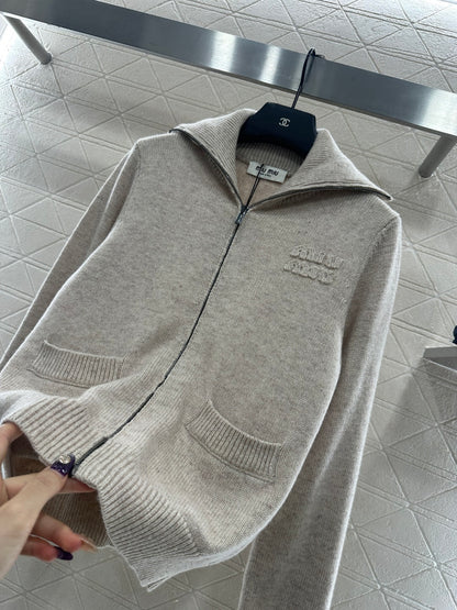 Knitted Zip-Up Cardigan