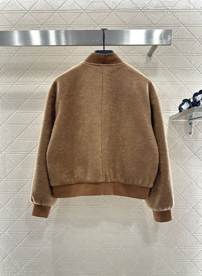 Short-pile Leather Label Casual Jacket