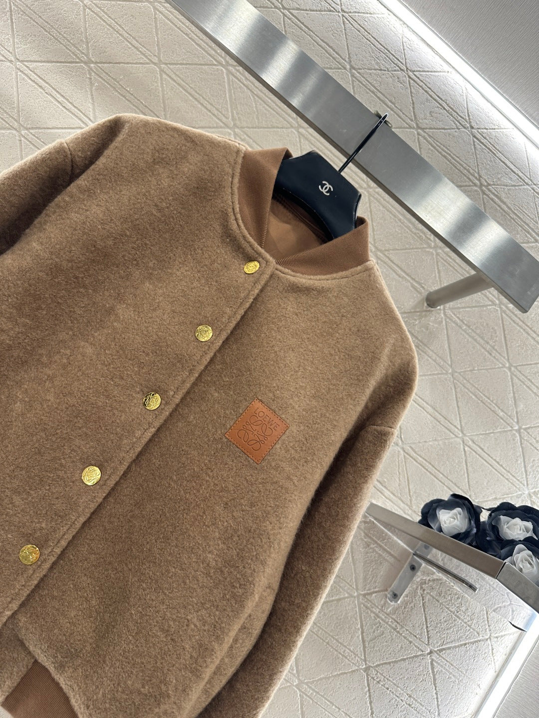 Short-pile Leather Label Casual Jacket