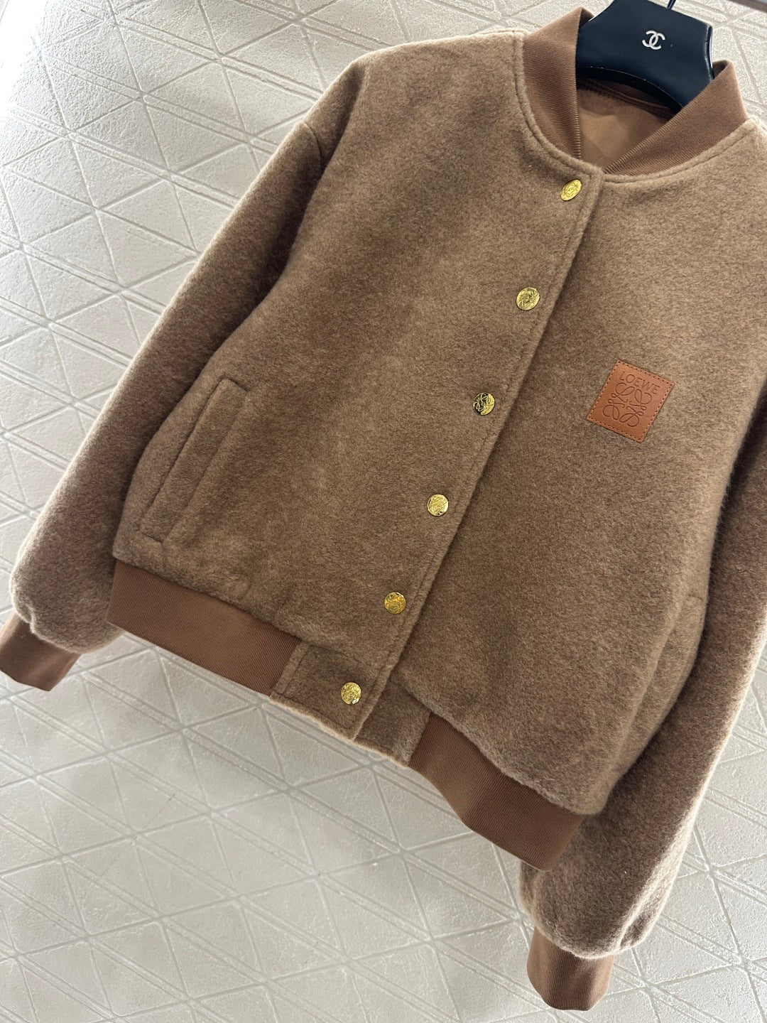 Short-pile Leather Label Casual Jacket