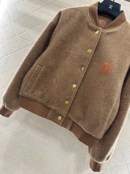 Short-pile Leather Label Casual Jacket