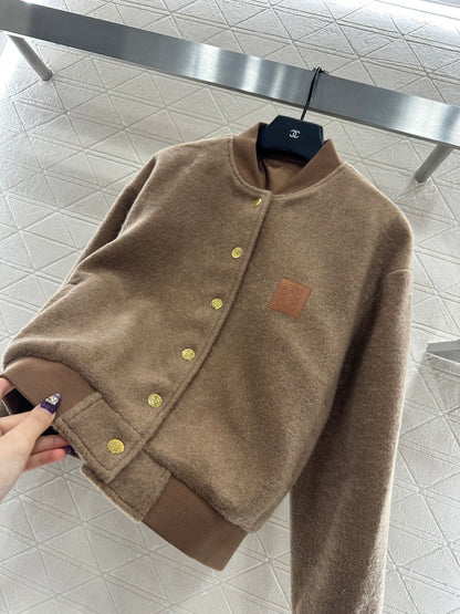 Short-pile Leather Label Casual Jacket