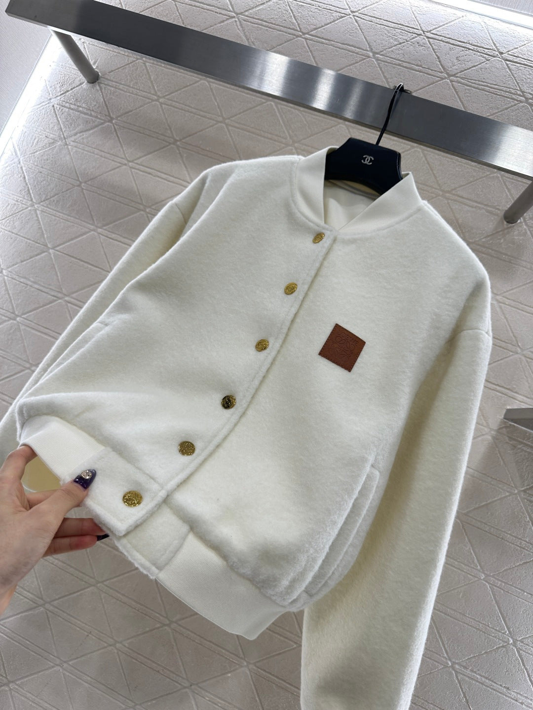 Short-pile Leather Label Casual Jacket